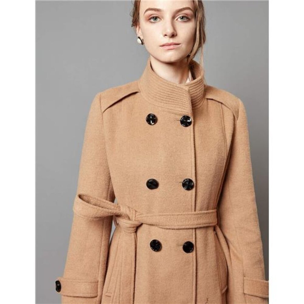 CLASSIC STYLE Women's Feminine Wool Blend Belted TRENCH Jacket Coat with Belt